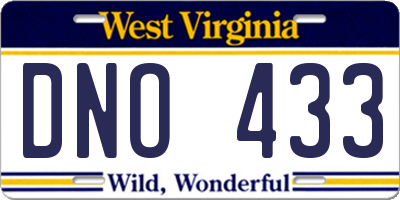 WV license plate DNO433