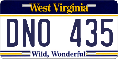 WV license plate DNO435