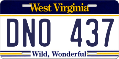 WV license plate DNO437