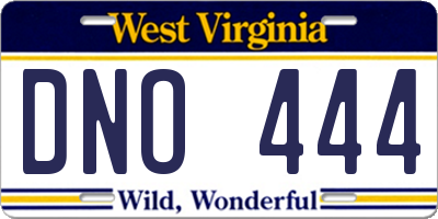 WV license plate DNO444