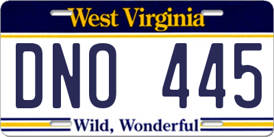 WV license plate DNO445
