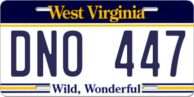 WV license plate DNO447