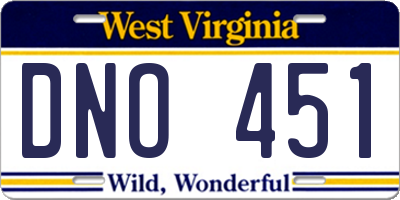 WV license plate DNO451