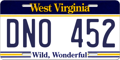 WV license plate DNO452