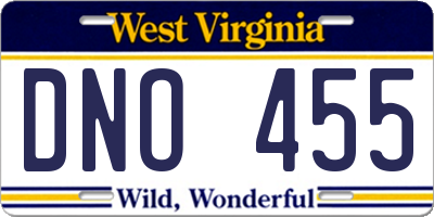 WV license plate DNO455