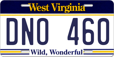 WV license plate DNO460