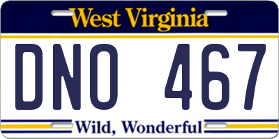 WV license plate DNO467