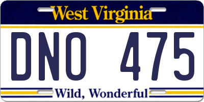 WV license plate DNO475