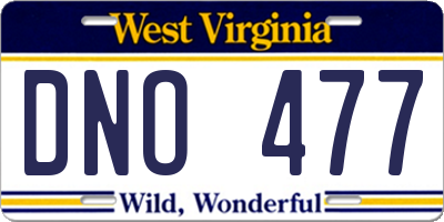 WV license plate DNO477