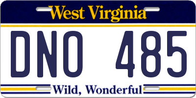 WV license plate DNO485