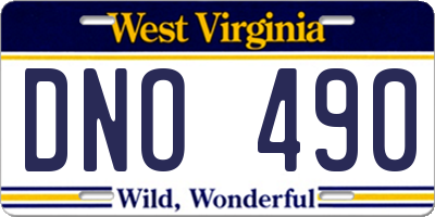 WV license plate DNO490