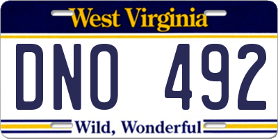WV license plate DNO492