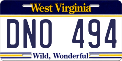 WV license plate DNO494