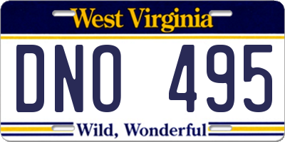 WV license plate DNO495