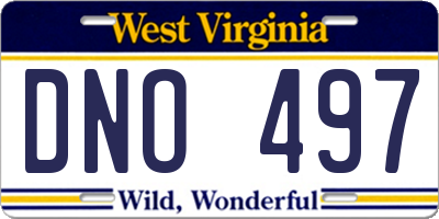 WV license plate DNO497