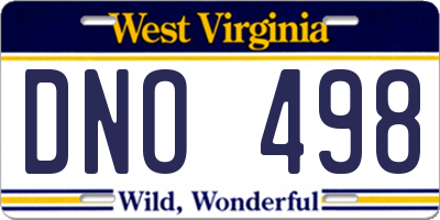 WV license plate DNO498