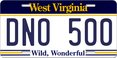 WV license plate DNO500