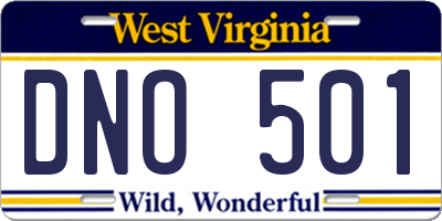 WV license plate DNO501