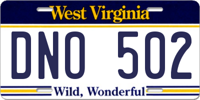 WV license plate DNO502