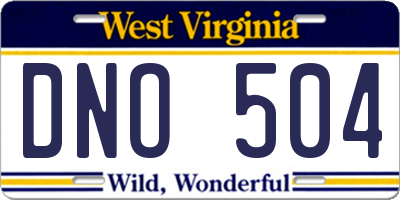 WV license plate DNO504