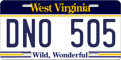 WV license plate DNO505