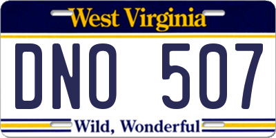 WV license plate DNO507
