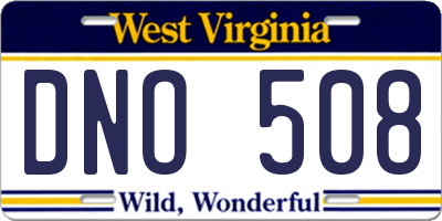 WV license plate DNO508