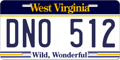 WV license plate DNO512
