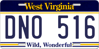 WV license plate DNO516
