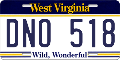 WV license plate DNO518