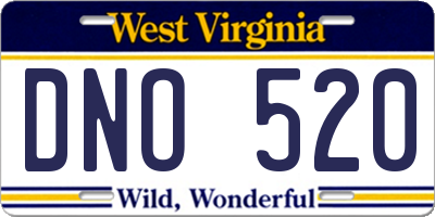 WV license plate DNO520