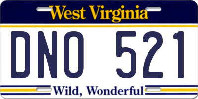 WV license plate DNO521
