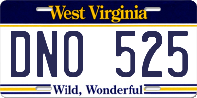 WV license plate DNO525