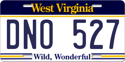 WV license plate DNO527