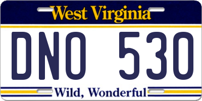 WV license plate DNO530