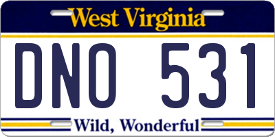 WV license plate DNO531