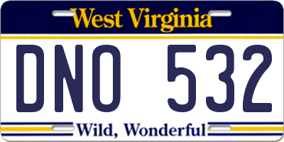 WV license plate DNO532