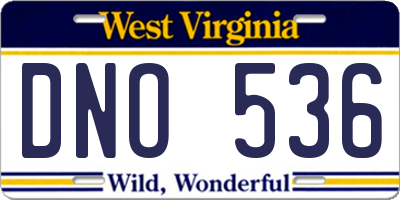 WV license plate DNO536
