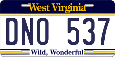 WV license plate DNO537