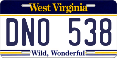 WV license plate DNO538