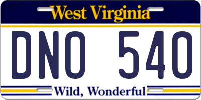 WV license plate DNO540