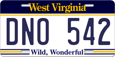 WV license plate DNO542