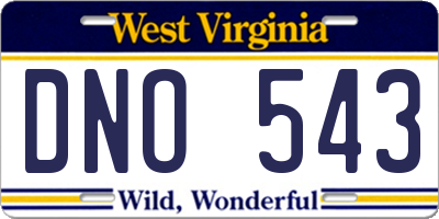 WV license plate DNO543