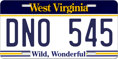 WV license plate DNO545