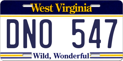 WV license plate DNO547