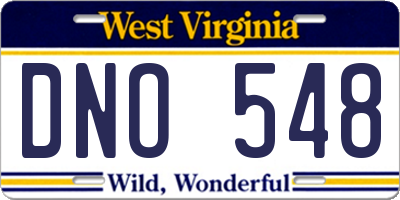 WV license plate DNO548
