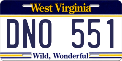 WV license plate DNO551