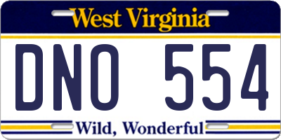 WV license plate DNO554