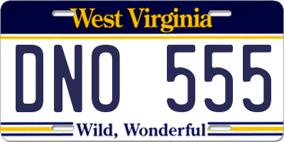 WV license plate DNO555