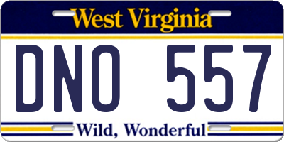 WV license plate DNO557